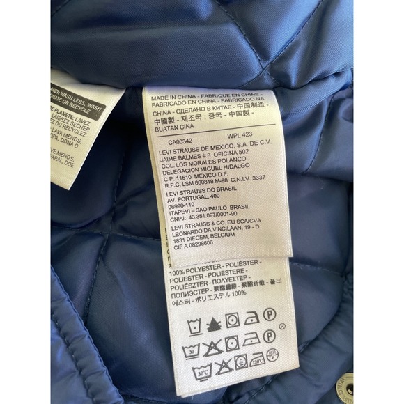 Levi's Relaxed Fit Lightweight‎ Padded Jacket Small Blue Snap Trucker Coat - Picture 7 of 10